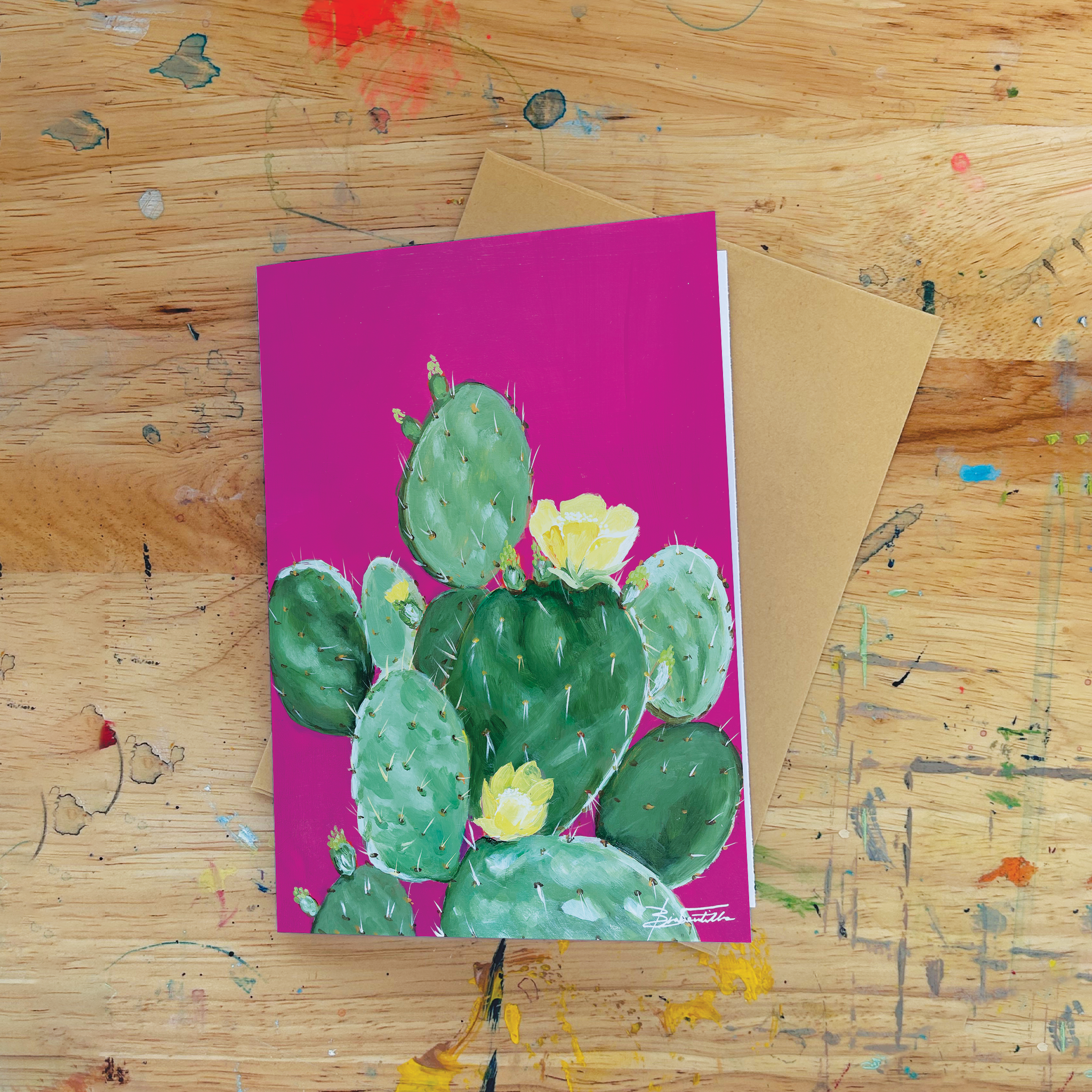 Magenta Cactus Greeting Card