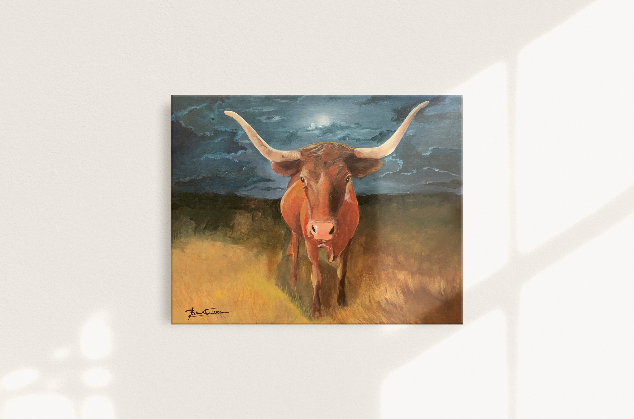 Moonlit Bull Canvas Print