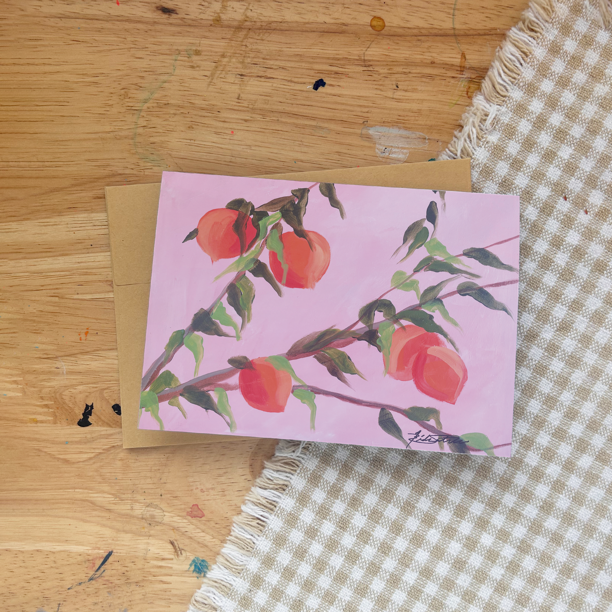 Pink Peach Greeting Card