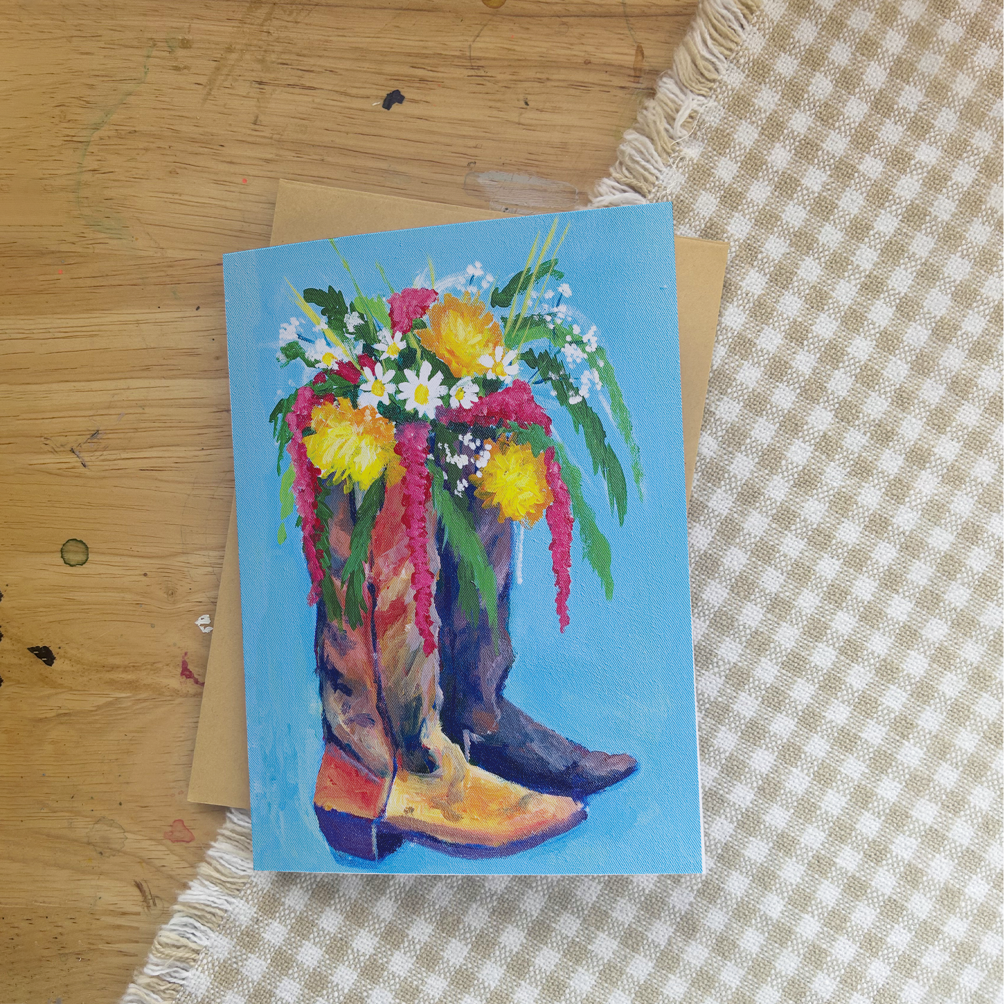 These Boots Were Made For Flowers Greeting Card