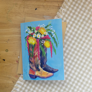 These Boots Were Made For Flowers Greeting Card