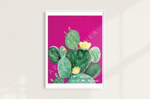 Magenta Cactus Print