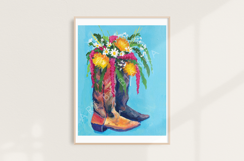 These Boots Were Made For Flowers Print