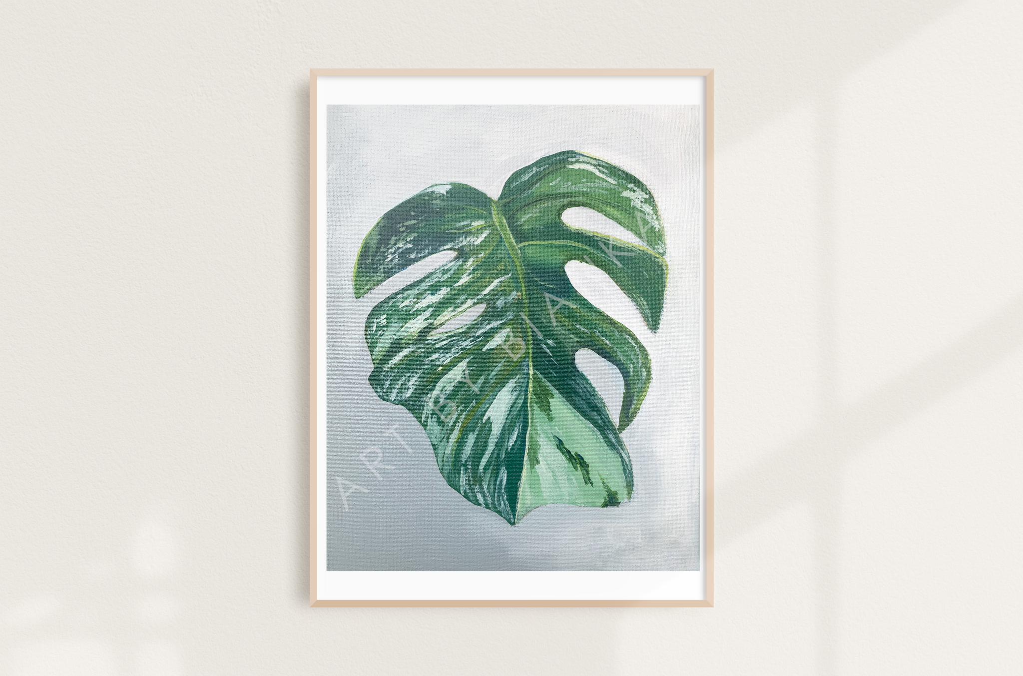 White Snow Monstera Print